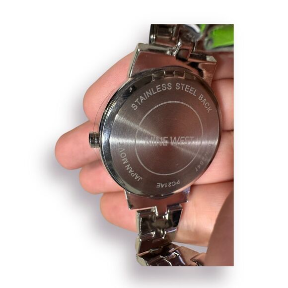 Nine West Women's Floral Dial Watch Genuine‎ Crystal Accented Silver Gray 2647 - Picture 11 of 12